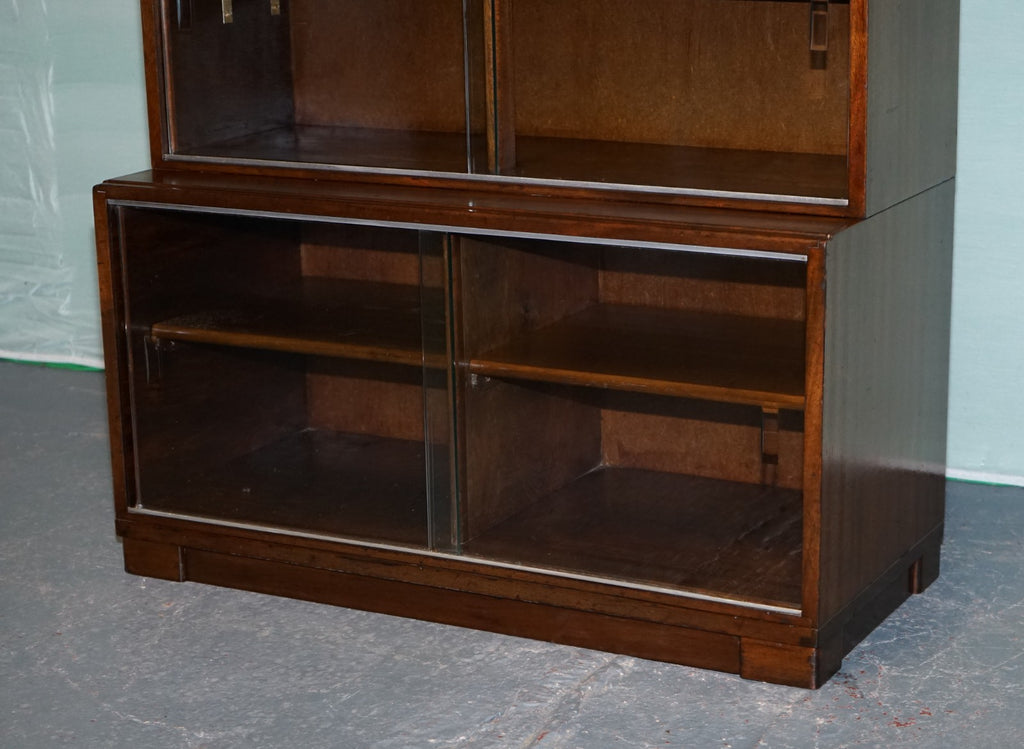 CIRCA 1930s MINTY OF OXFORD THREE TIER GLASS FRONT BARRISTER BOOKCASE CABINET