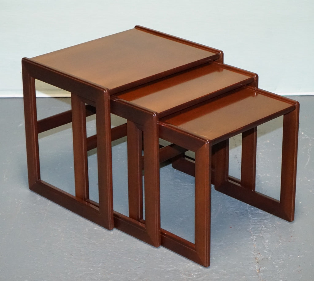 BRITISH G PLAN MID CENTURY HARDWOOD TEAK NESTING TABLES SLEEK MINIMALIST