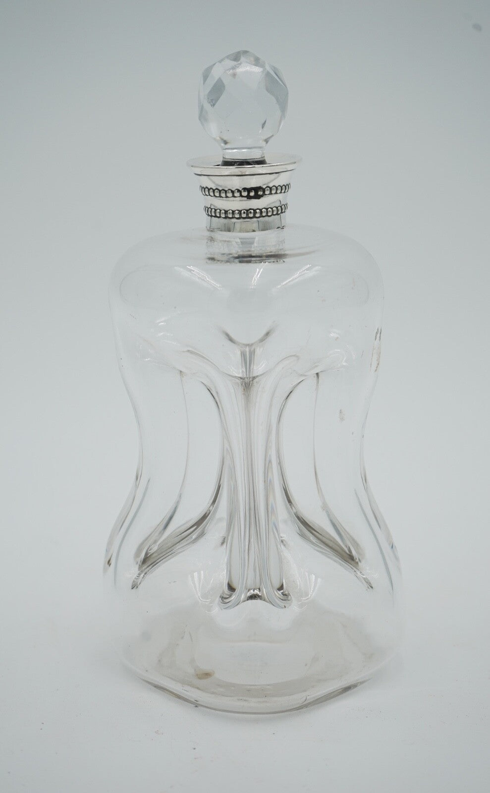 ANTIQUE 1891 WILLIAM HUTTON & SONS LONDON STERLING SILVER COLLAR PINCH DECANTER