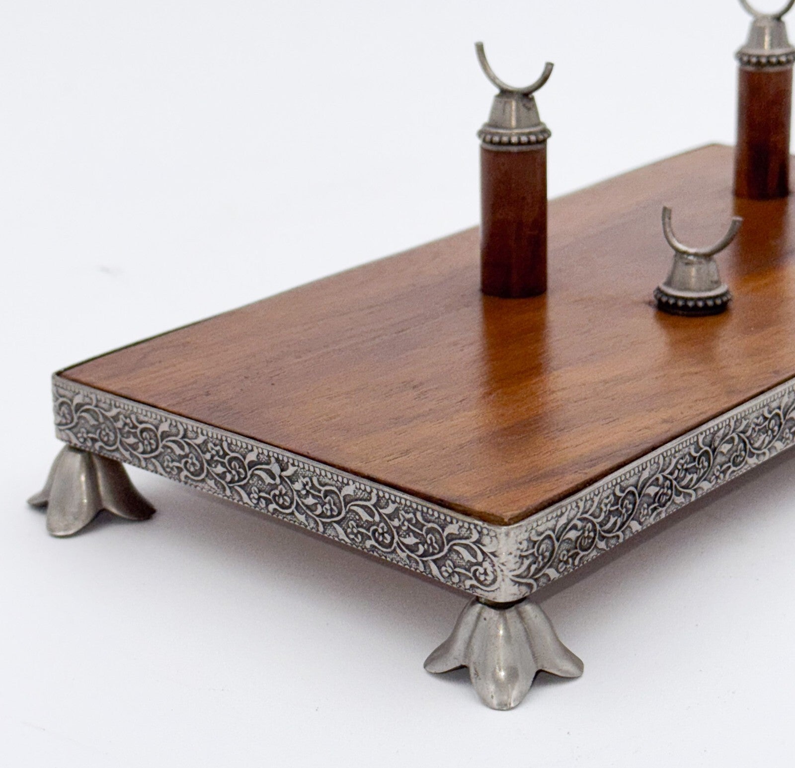 ANTIQUE ENGLISH WALNUT RECEPTION DESK LETTER SET MAGNIFYING GLASS