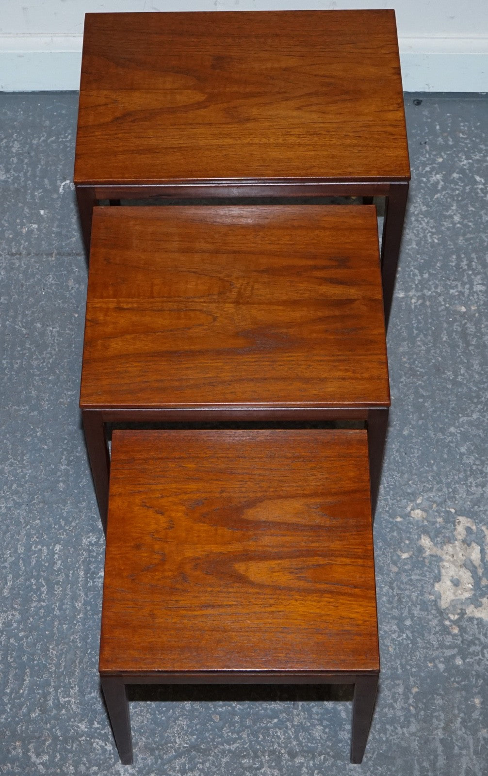 VINTAGE 1960'S DANISH MID CENTRY TEAK NEST OF THREE TABLES