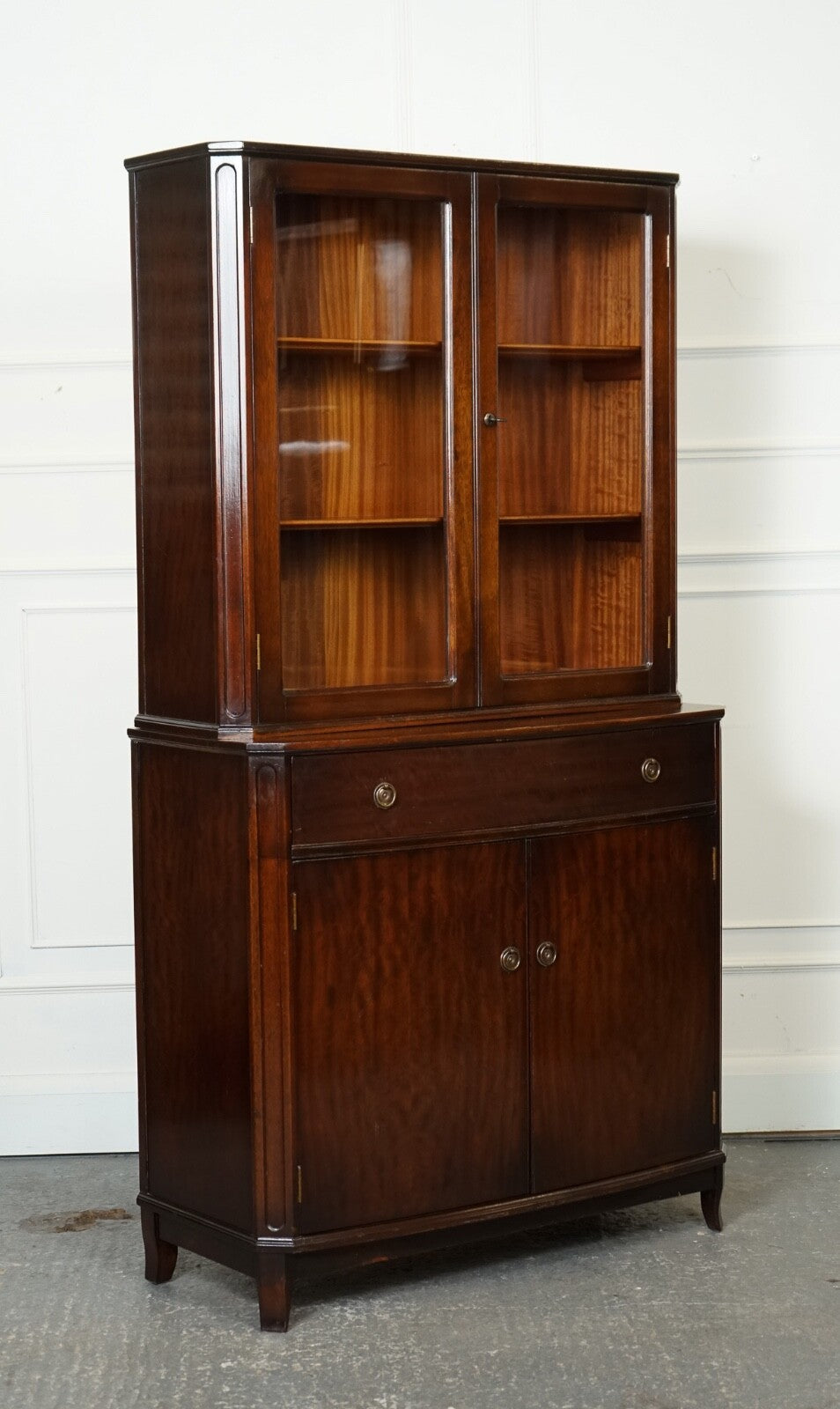 REGENCY STYLE HARDWOOD BOOKCASE CABINET GLAZED DOORS J1