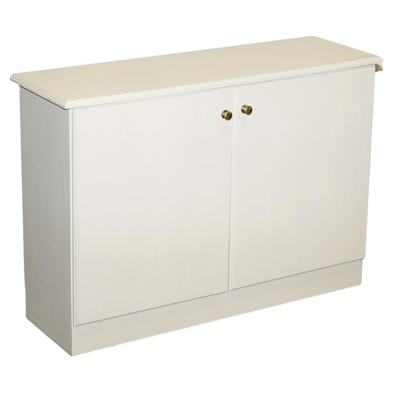 MINIMALIST PAINTED WHITE CUPBOARD WITH BRASS KNOBS MATCHING TABLES AVAILABLE