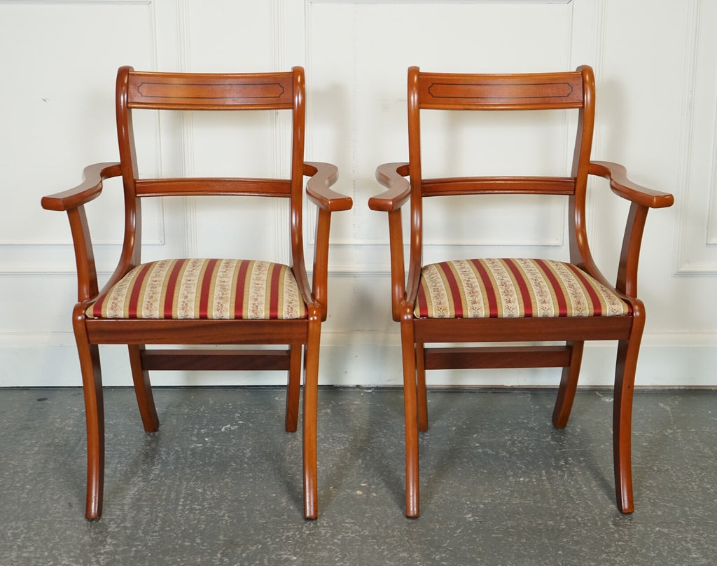 VINTAGE SET OF 8 YEW WOOD DINING CHAIRS J1