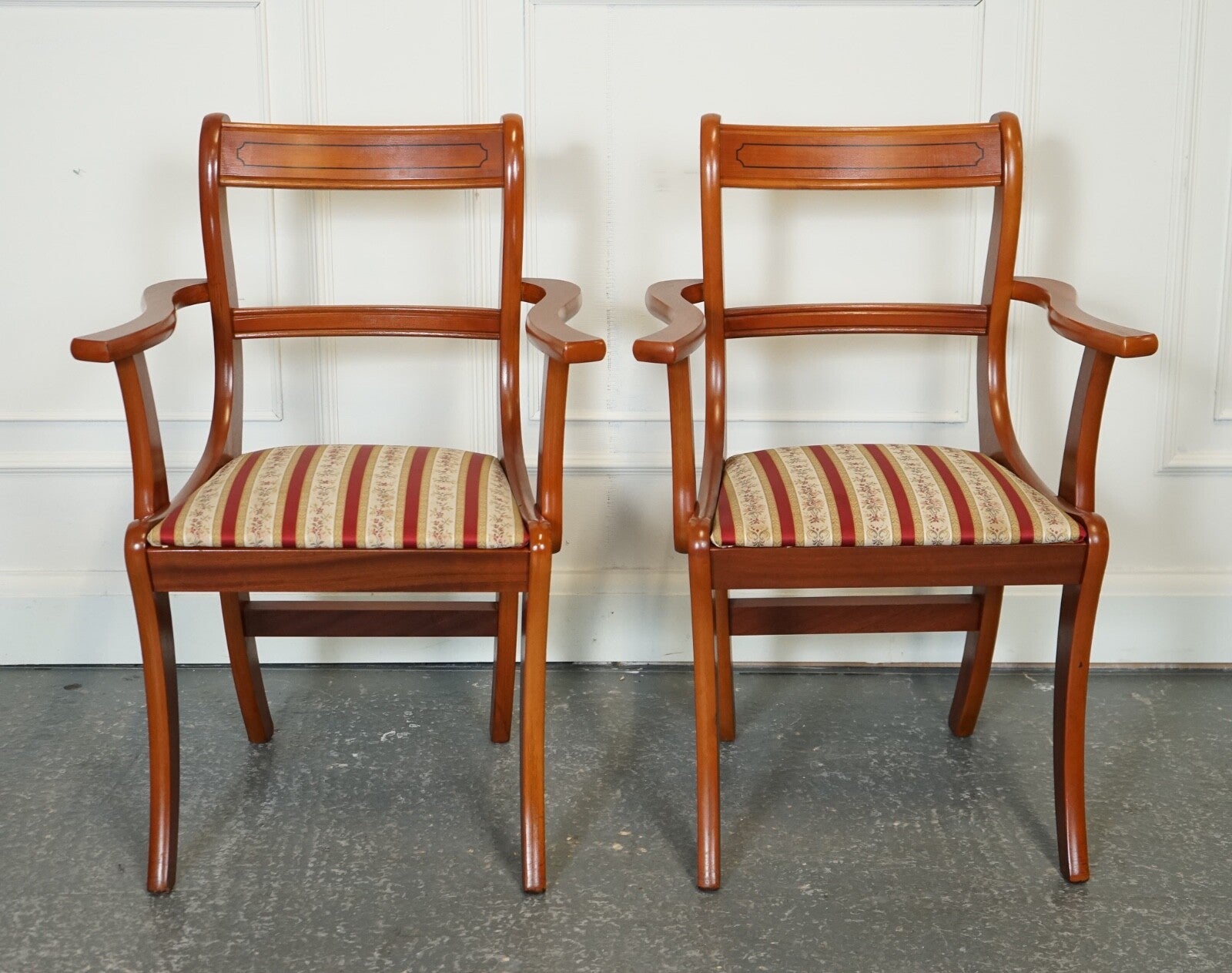 VINTAGE SET OF 8 YEW WOOD DINING CHAIRS J1