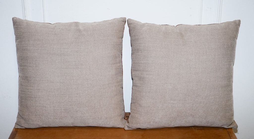 VINTAGE PAIR OF CLASSIC BALMORAL FIRED EARTH WOOL SCATTER CUSHIONS