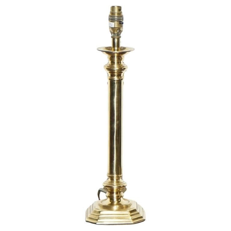 VINTAGE TRADITIONAL REGENCY STYLE SOLID BRASS TABLE LAMP FLUTED HEXAGONAL BASE