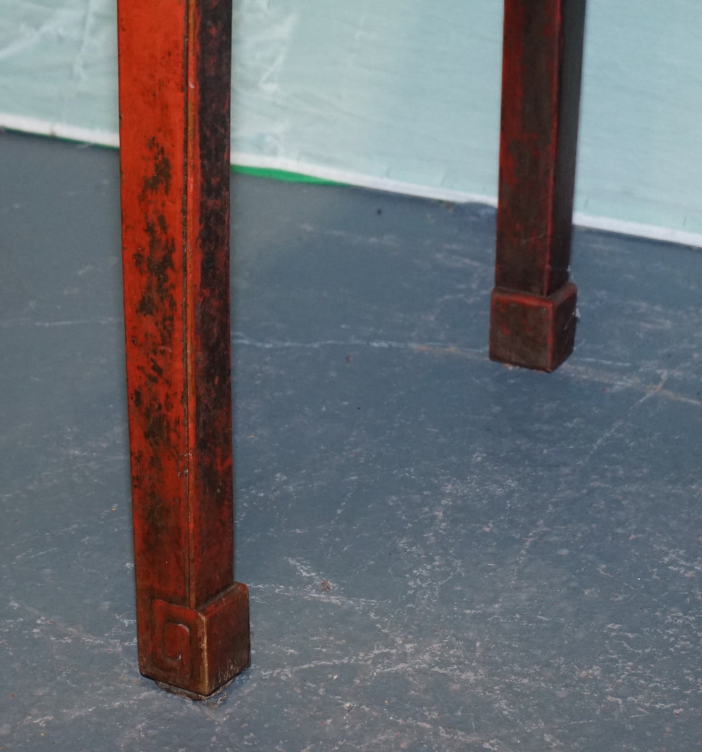1800 ANTIQUE QING DYNASTY LACQUERED ORIENTAL CHINESE CONSOLE TABLE CARVED FLORAL