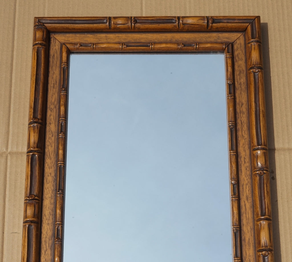 VINTAGE RECTANGULAR FAUX BAMBOO WALL HANGING MIRROR