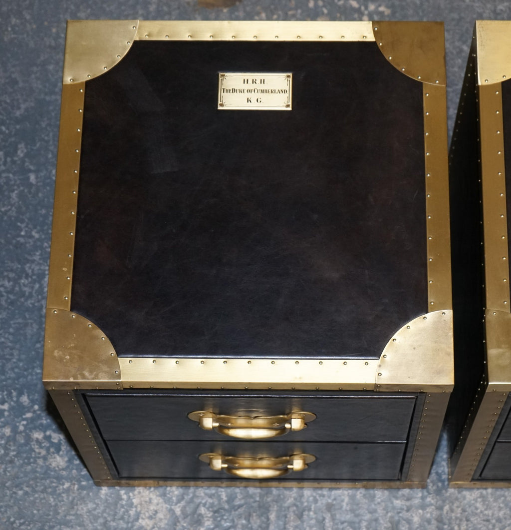 TIMOTHY OULTON CUMBERLAND COLLECTION PAIR BEDSIDE NIGHTSTANDS RED VELVET LINING