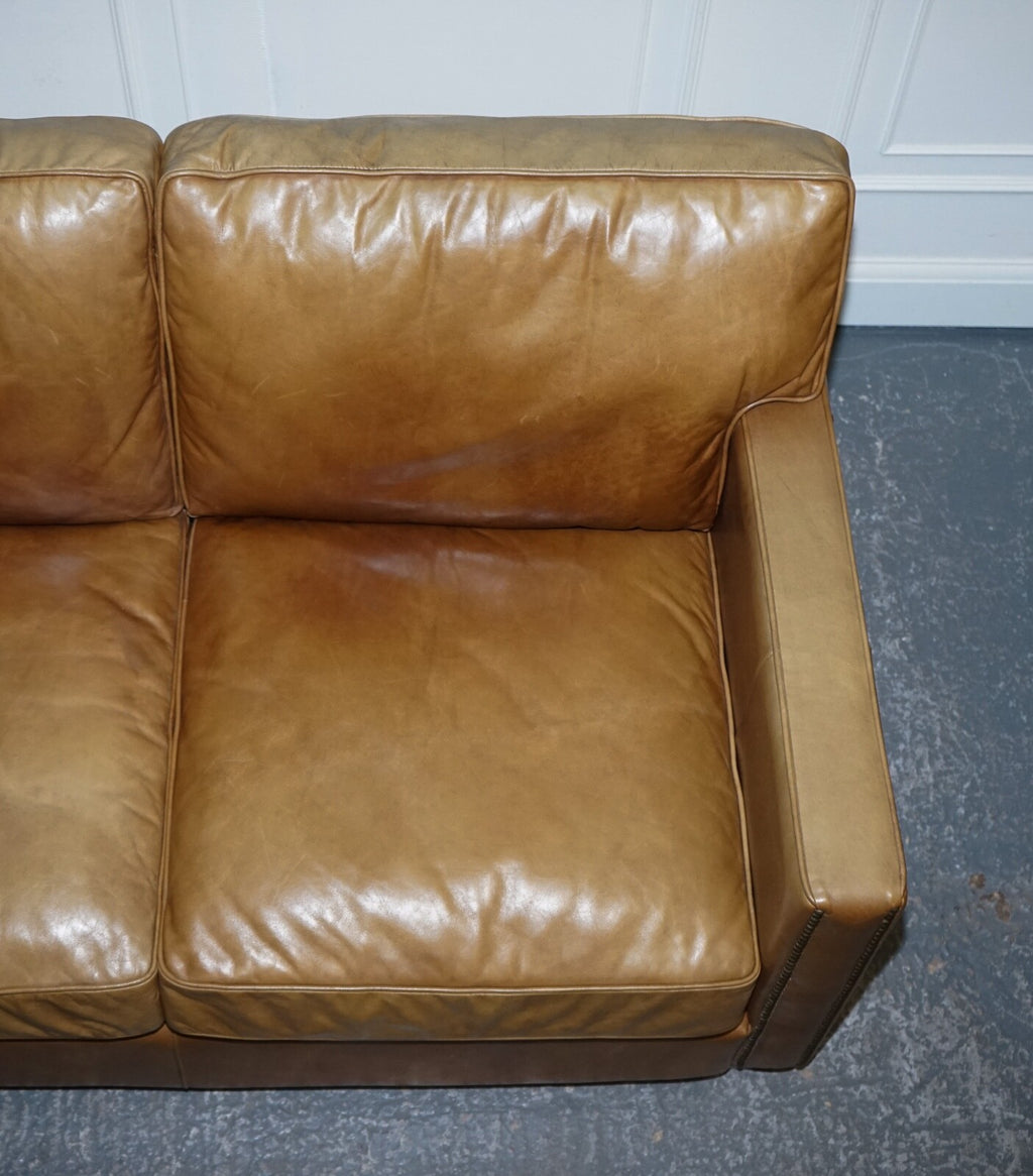 TIMOTHY OULTON HALO TWO SEATER ViSCOUNT TAN LEATHER SOFA (2/2)