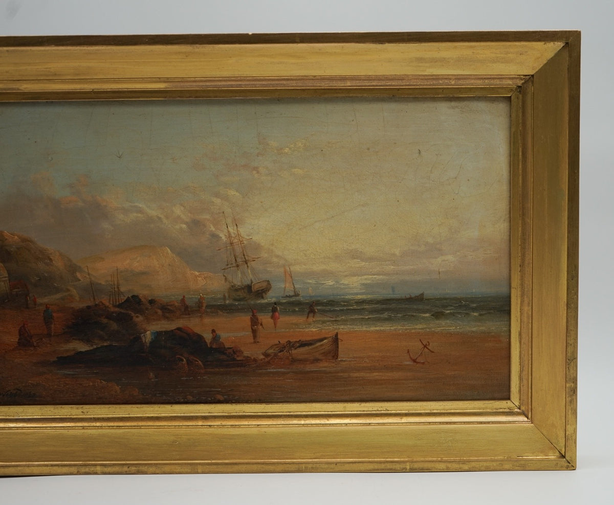 ANTIQUE 1868 SIGNED AND DATED VICTORIAN COASTAL OIL PAINTING BY JAMES WEBB