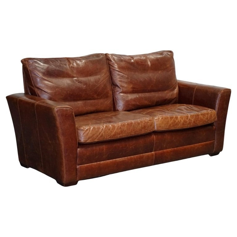 VINTAGE BROWN LEATHER TWO TO THREE SEATER SOFA