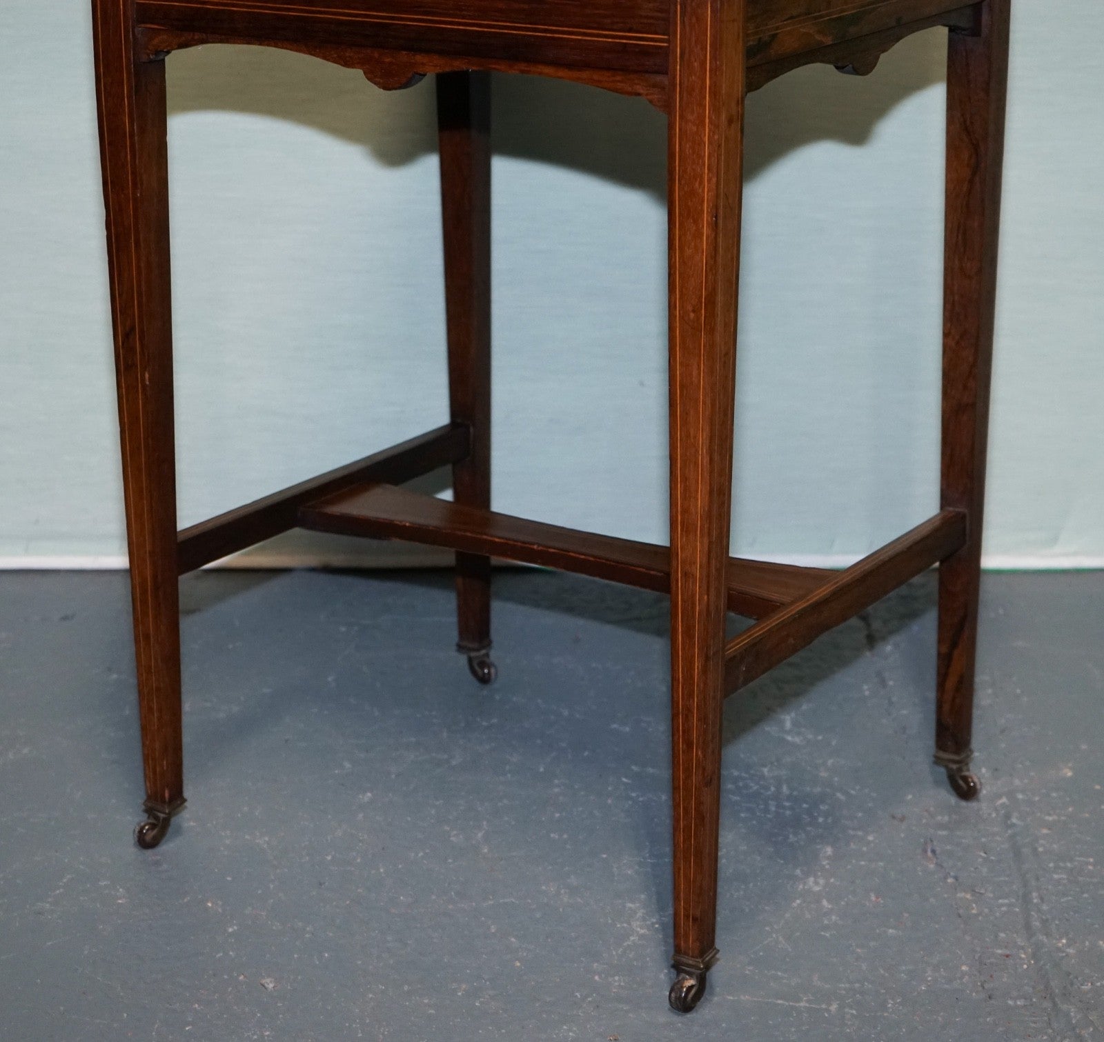 VICTORIAN LADIES WRITING DAVENPORT DESK WITH INLAY & LEATHER WRITING SURFACE