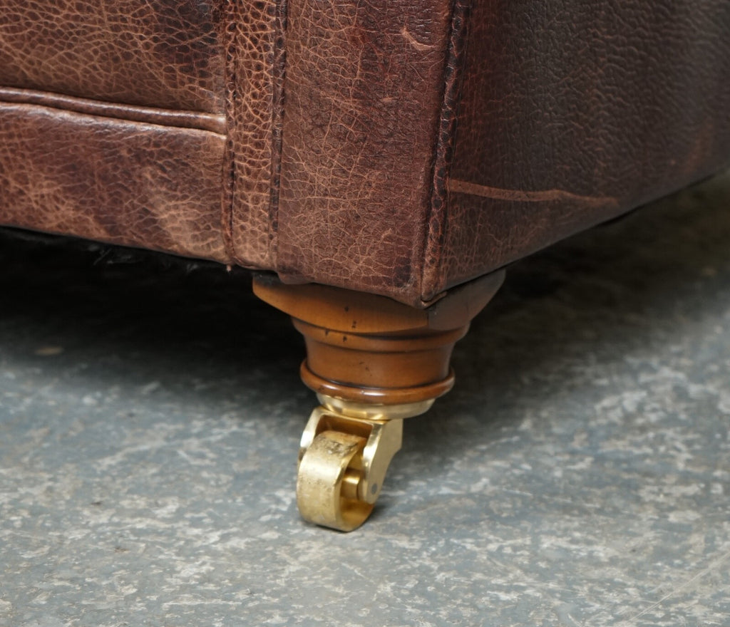 STUNNING FISHPOOLS HERITAGE BROWN LEATHER 2 TO 3 SEATER SOFA