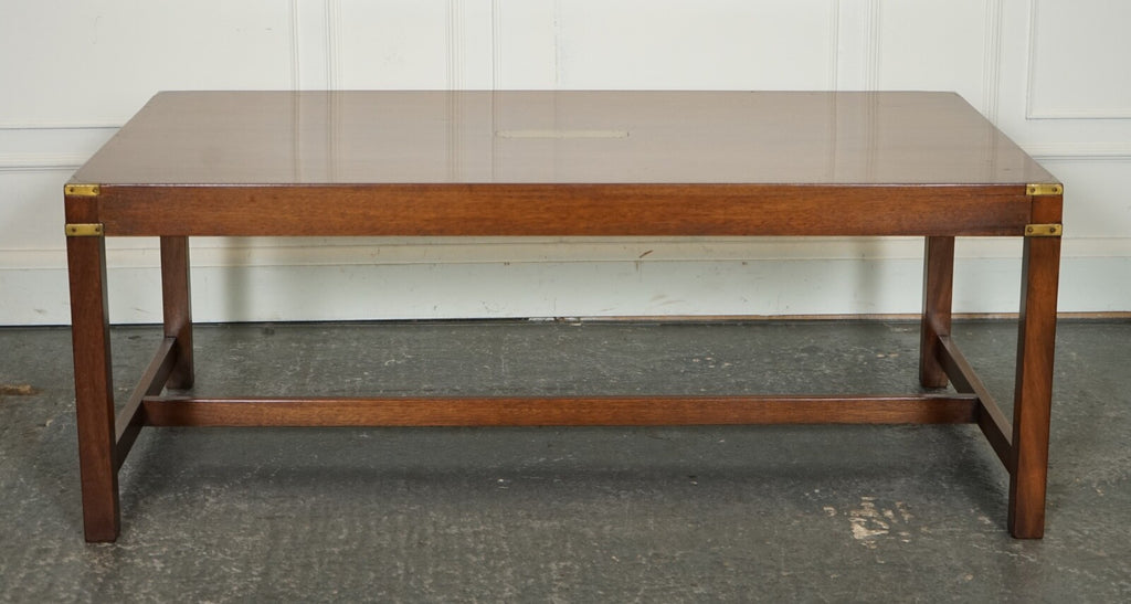 STUNNING LARGE VINTAGE HARRODS LONDON KENNEDY MILITARY CAMPAIGN COFFEE TABLE