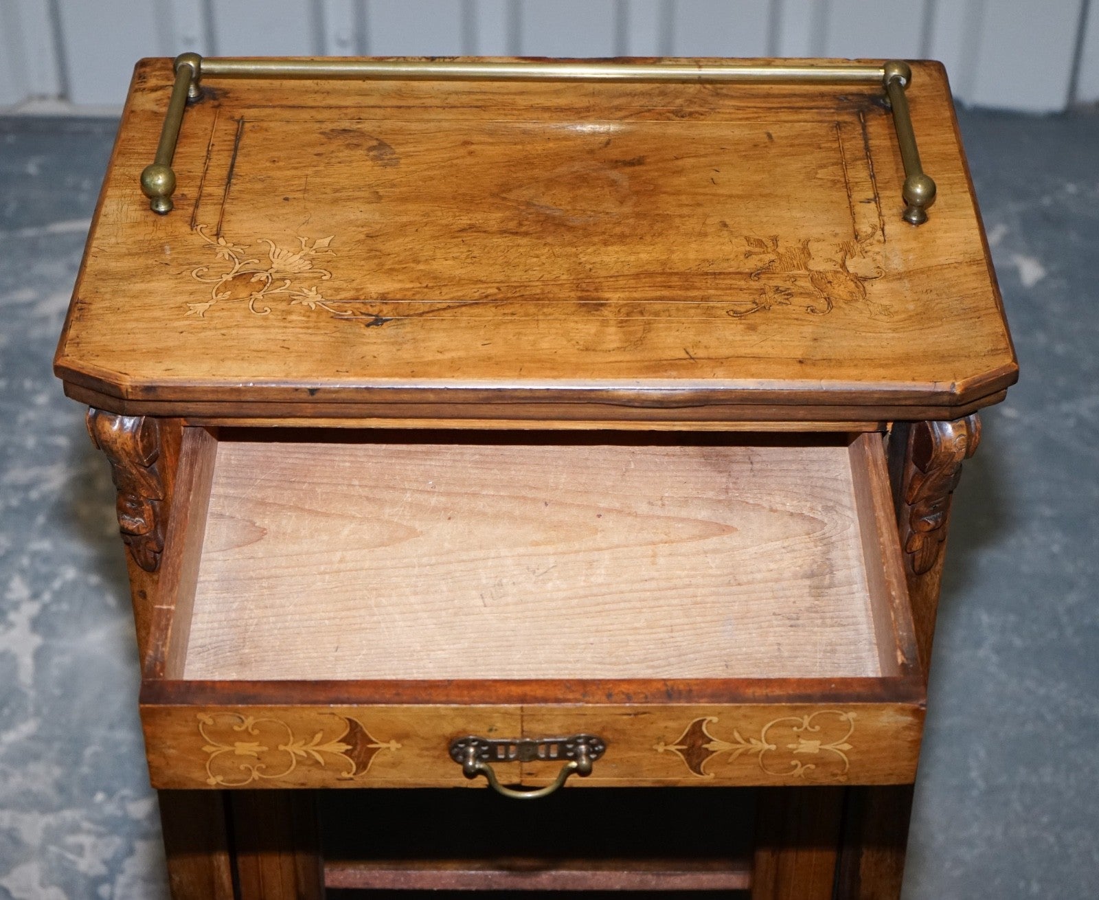 19TH CENTURY VICTORIAN INLAID WALNUT MARQUETRY PIER GLAZED MUSIC CABINET