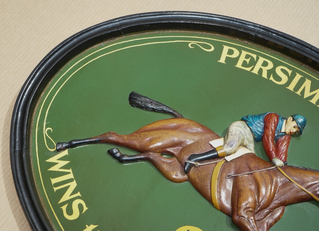 ORIGINAL 1960'S COUNTRY CORNER PUB SIGN PERSIMMON 1896 DERBY DAY SOLID WOOD