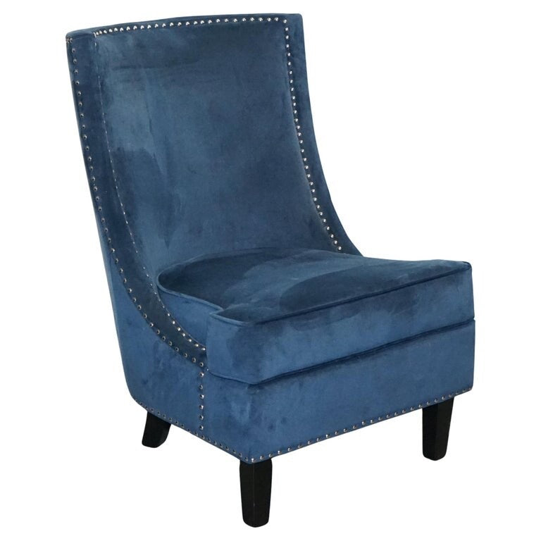 COTSWOLD LUXE EX SHOWROOM NAVY SLIPPER CHAIR WITH SILVER STUD DETAiL