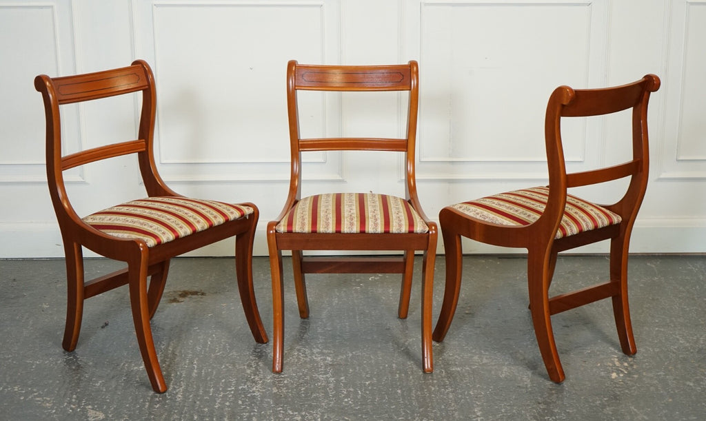 VINTAGE SET OF 8 YEW WOOD DINING CHAIRS J1