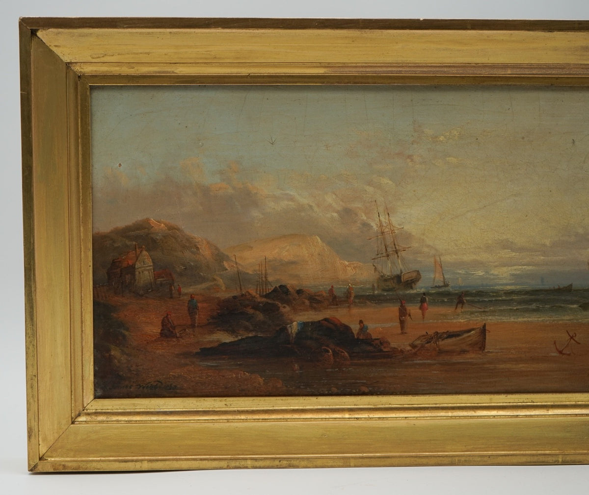 ANTIQUE 1868 SIGNED AND DATED VICTORIAN COASTAL OIL PAINTING BY JAMES WEBB