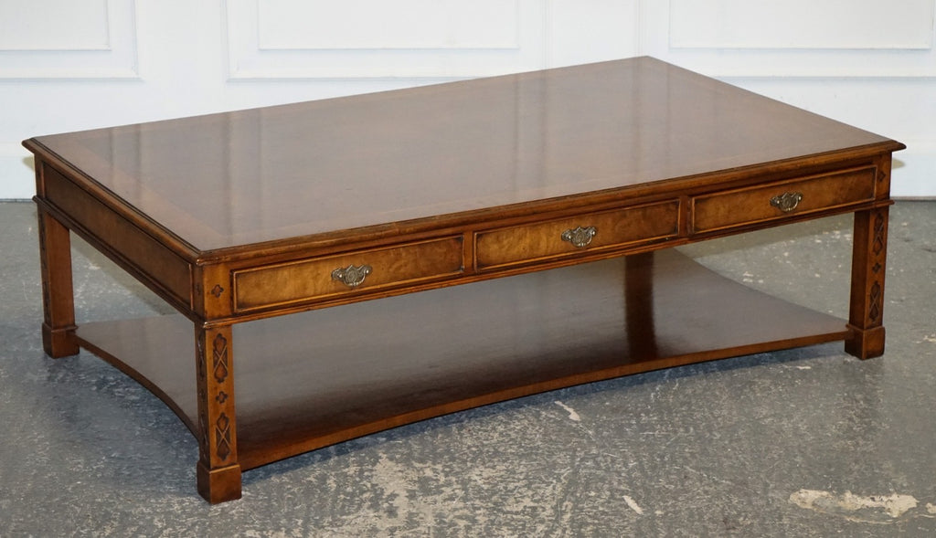 LARGE GEORGIAN STYLE BURR WALNUT COFFEE TABLE BY BRIGHTS OF NETTLEBED LONDON