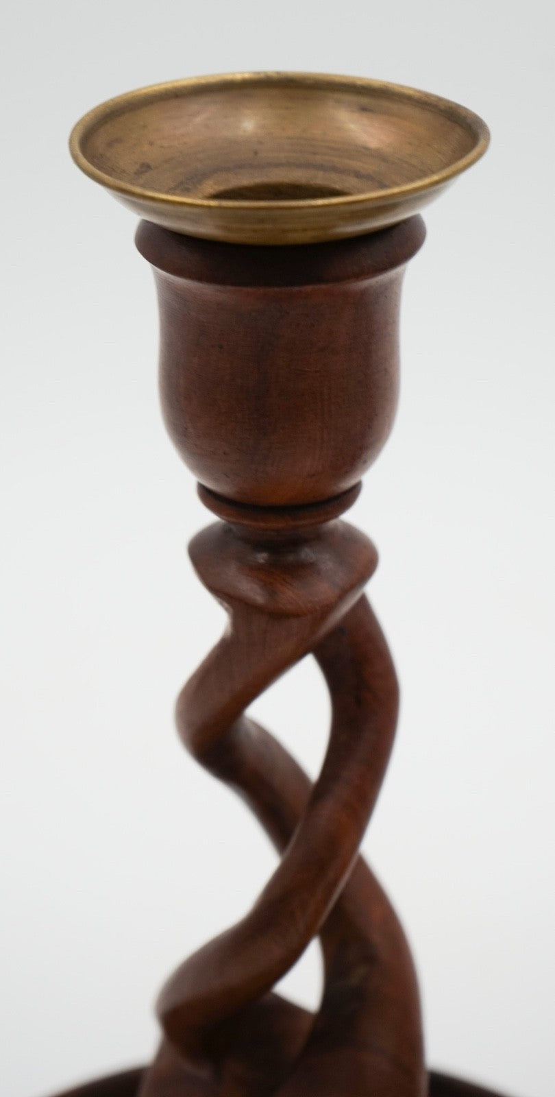 EARLY ViCTORIAN PAIR OF ENGLISH OAK BARLEY TWIST CANDLE STICKS (2)