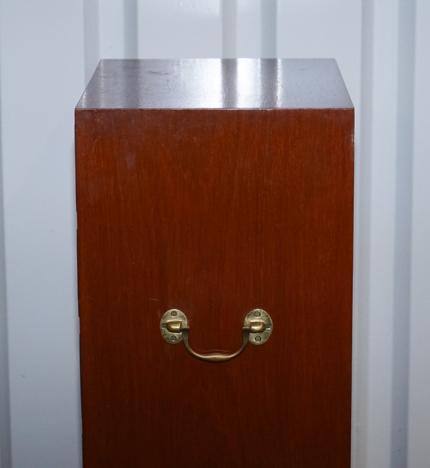 MILITARY CAMPAIGN STYLE TALLBOY TALL  CHEST OF DRAWERS BRASS HANDLES