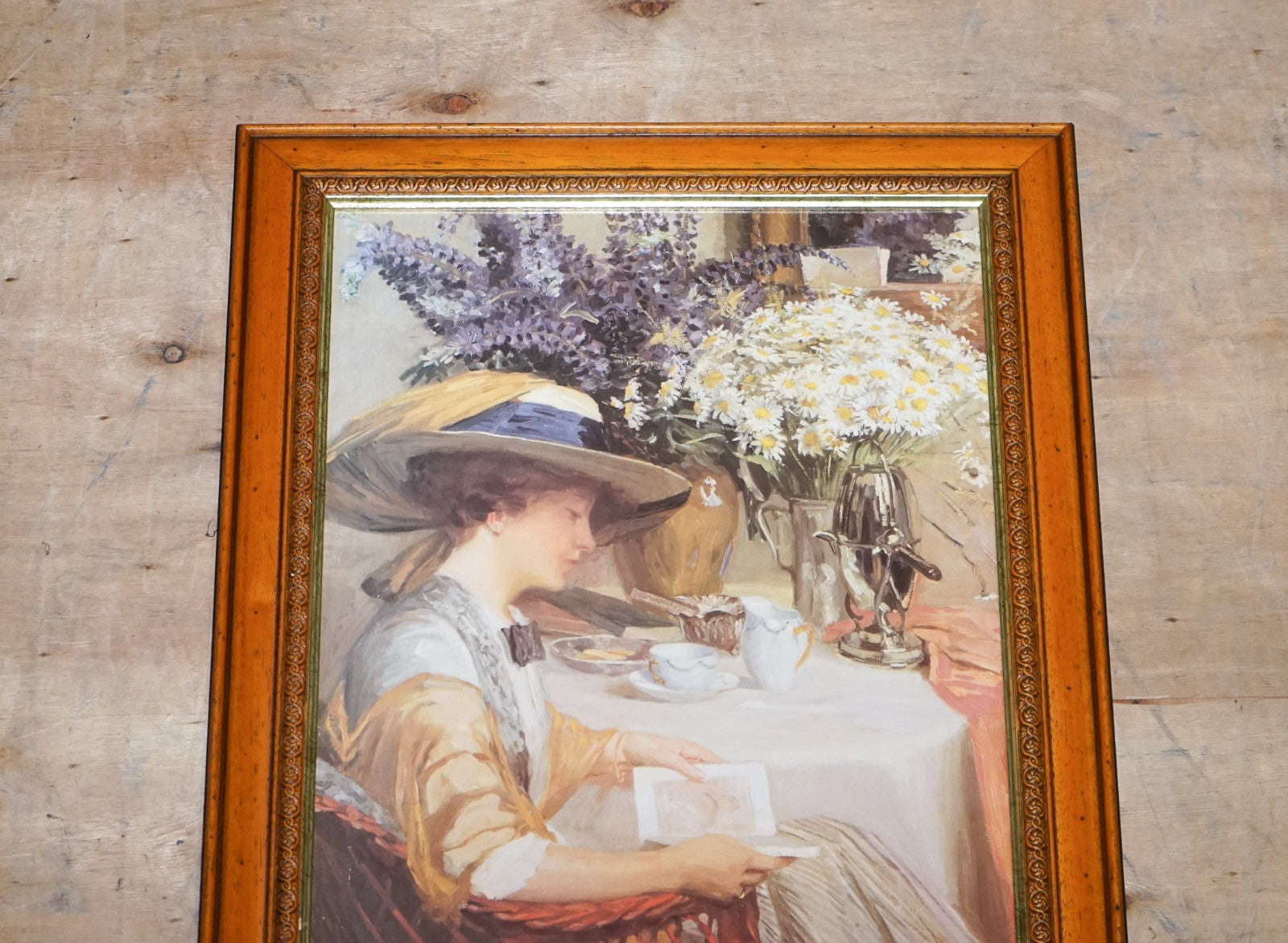 VINTAGE PRINT PAINTING ''SUMMER DAYS'' BY ROBERT STUBNER WOODEN FRAME 63 X 52 CM