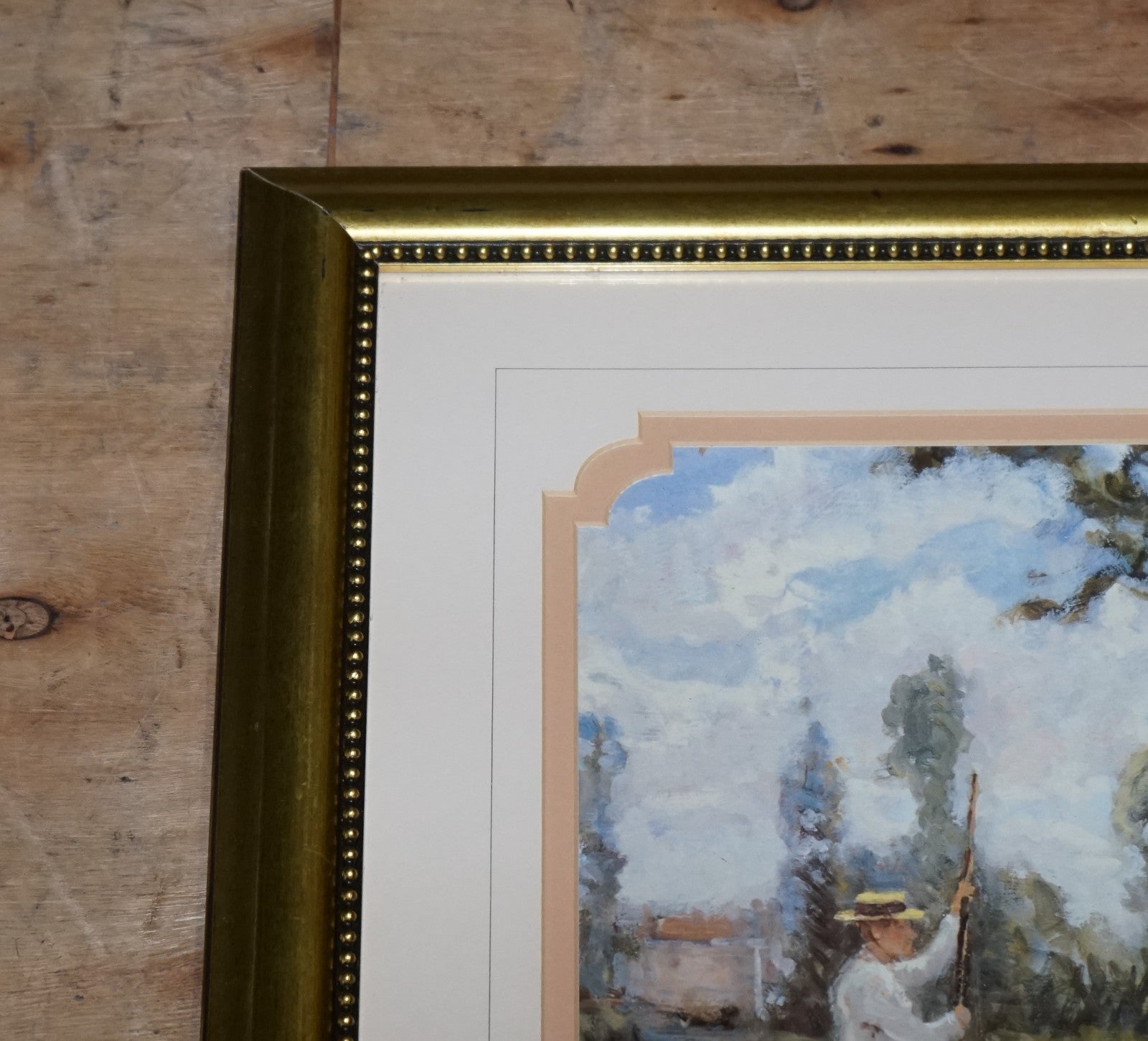 VINTAGE FRAMED PRINT 'IDYLLIC AFTERNOON' BY ALLAN MALEY 69 X 90 CM