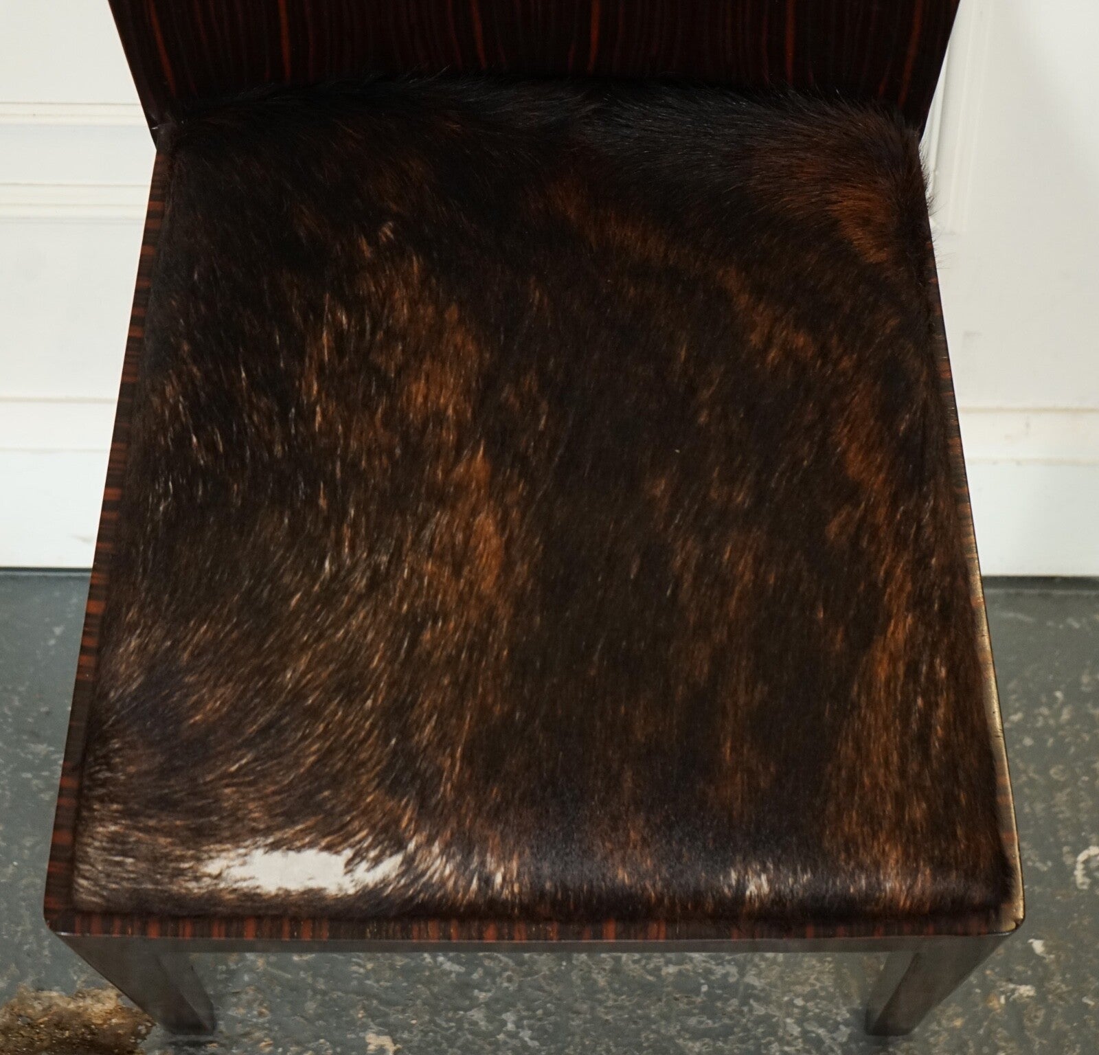 ART DECO STYLE THEODORE ALEXANDER OFFICE SIDE CHAIR WITH PONY HIDE SEAT