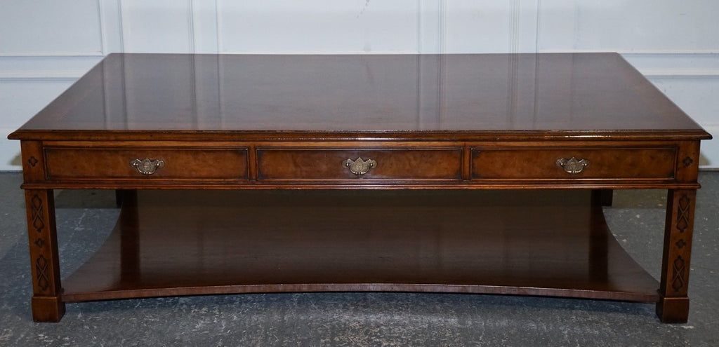 LARGE GEORGIAN STYLE BURR WALNUT COFFEE TABLE BY BRIGHTS OF NETTLEBED LONDON