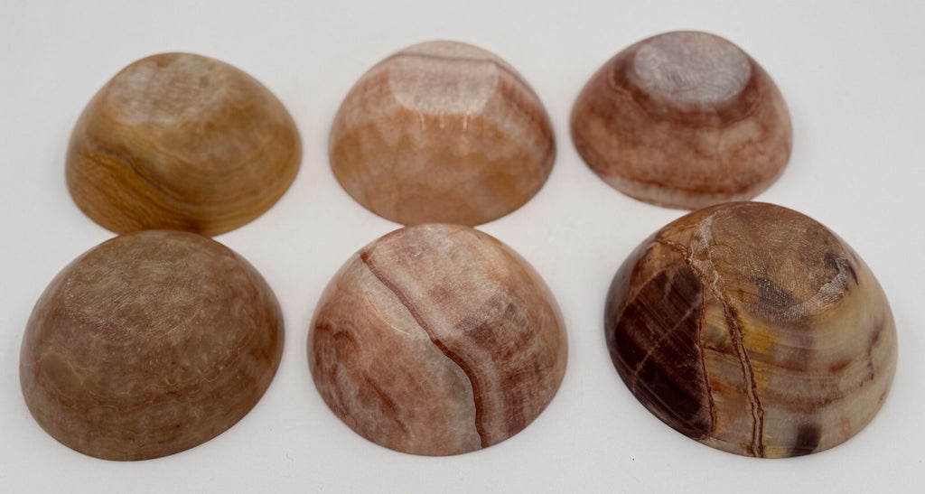 SET OF SIX VINTAGE ONYX PLATE AND BOWL HANDMADE IN EGYPT