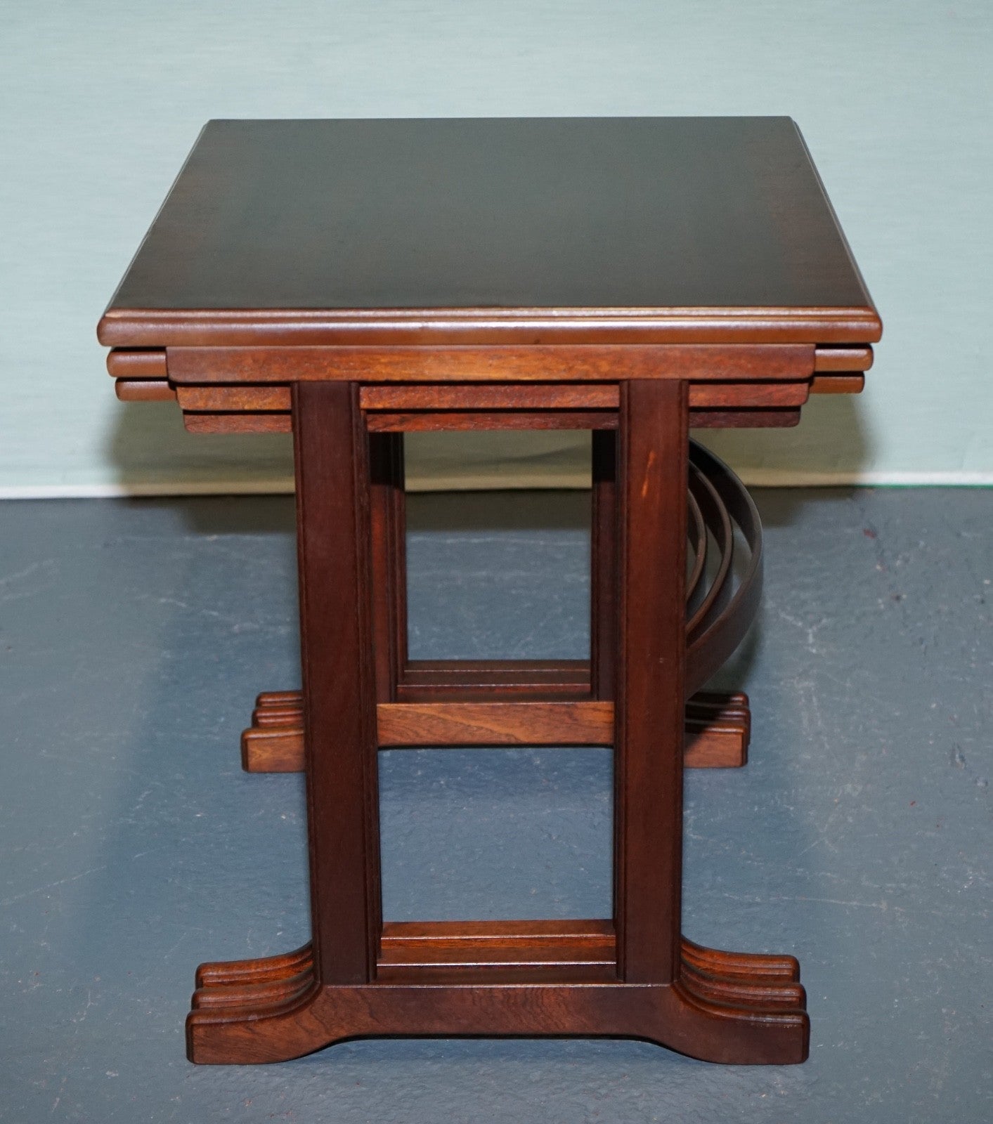 VINTAGE MiD CENTURY HARDWOOD NEST OF THREE TABLES