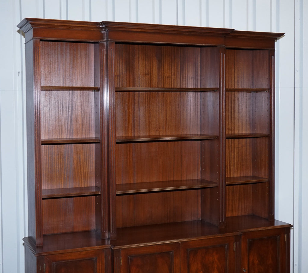 REGENCY STYLE BREAKFRONT OPEN BOOKCASE DISPLAY CABINET SHELVES & CUPBOARDS