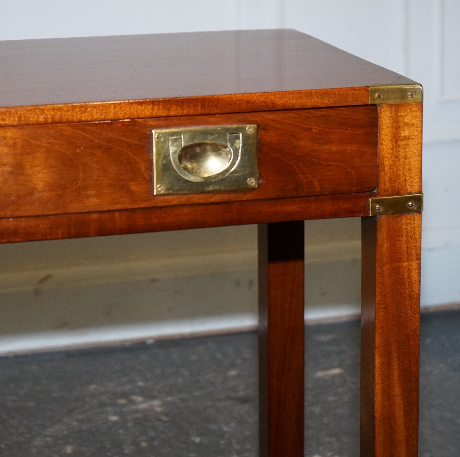 RESTORED VINTAGE HARRODS LONDON KENNEDY MILITARY CAMPAIGN CONSOLE TABLE