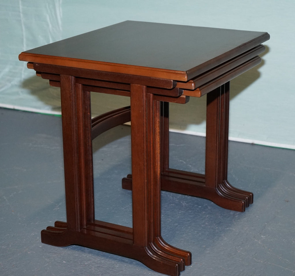 VINTAGE MiD CENTURY HARDWOOD NEST OF THREE TABLES