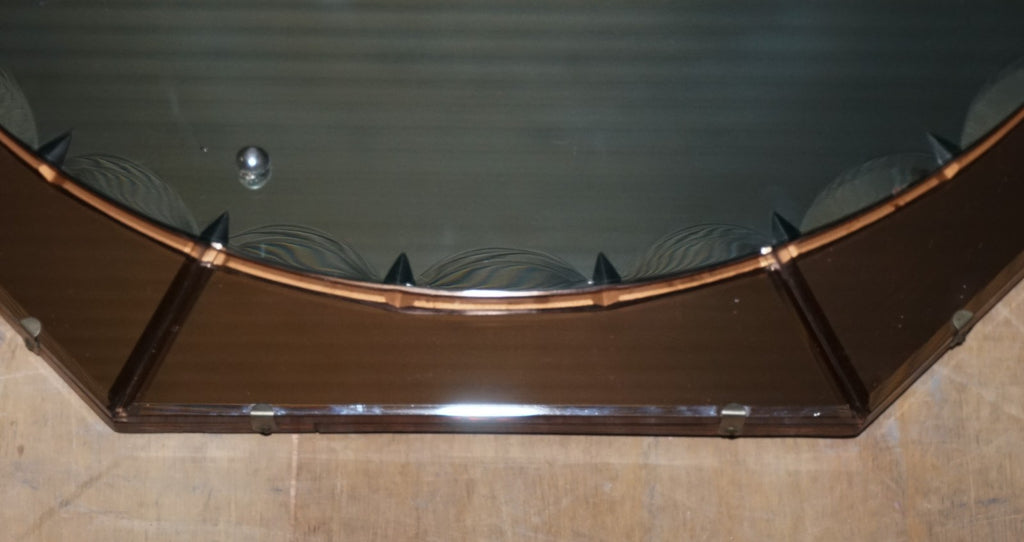 STUNNING LARGE FRENCH ART DECO 1920'S PEACH COLOURED WALL MIRROR