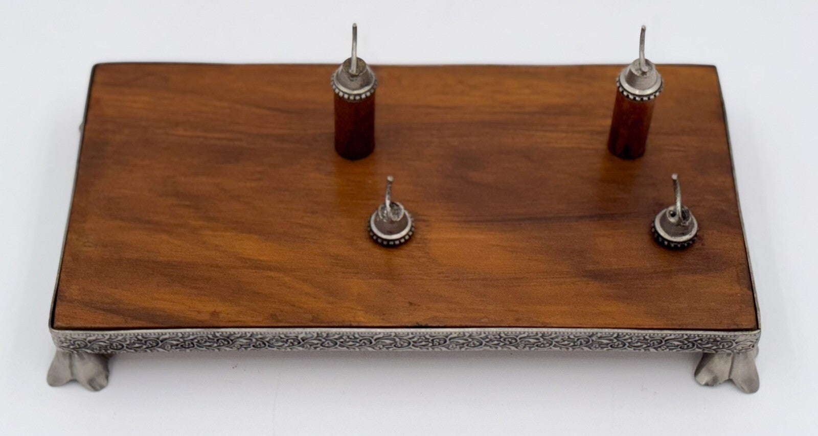 ANTIQUE ENGLISH WALNUT RECEPTION DESK LETTER SET MAGNIFYING GLASS