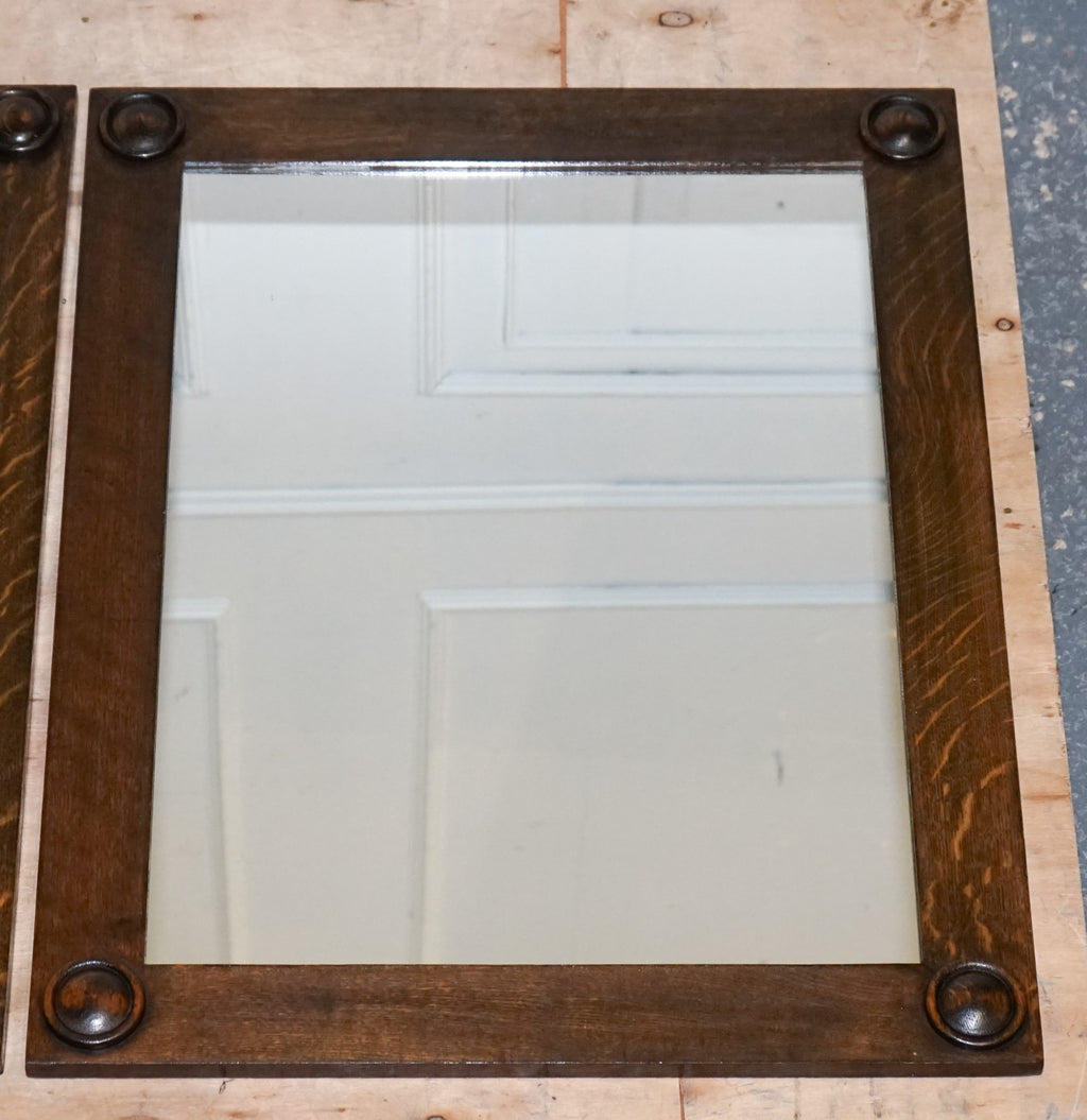 ANTIQUE CIRCA 1900 JACOBEAN STYLE PAIR OF RECTANGULAR WALL MIRRORS