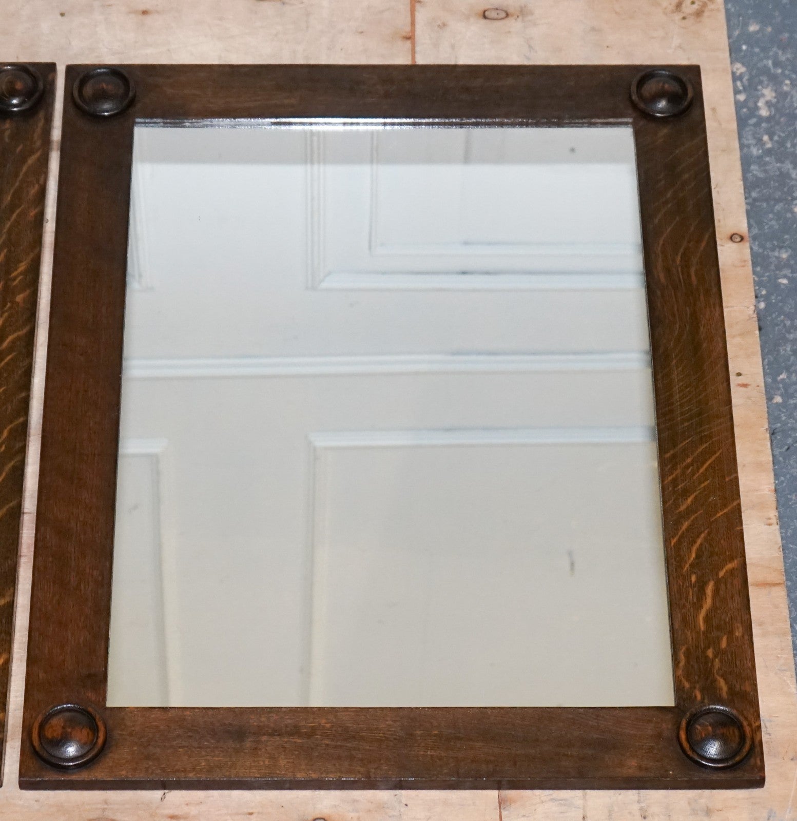 ANTIQUE CIRCA 1900 JACOBEAN STYLE PAIR OF RECTANGULAR WALL MIRRORS