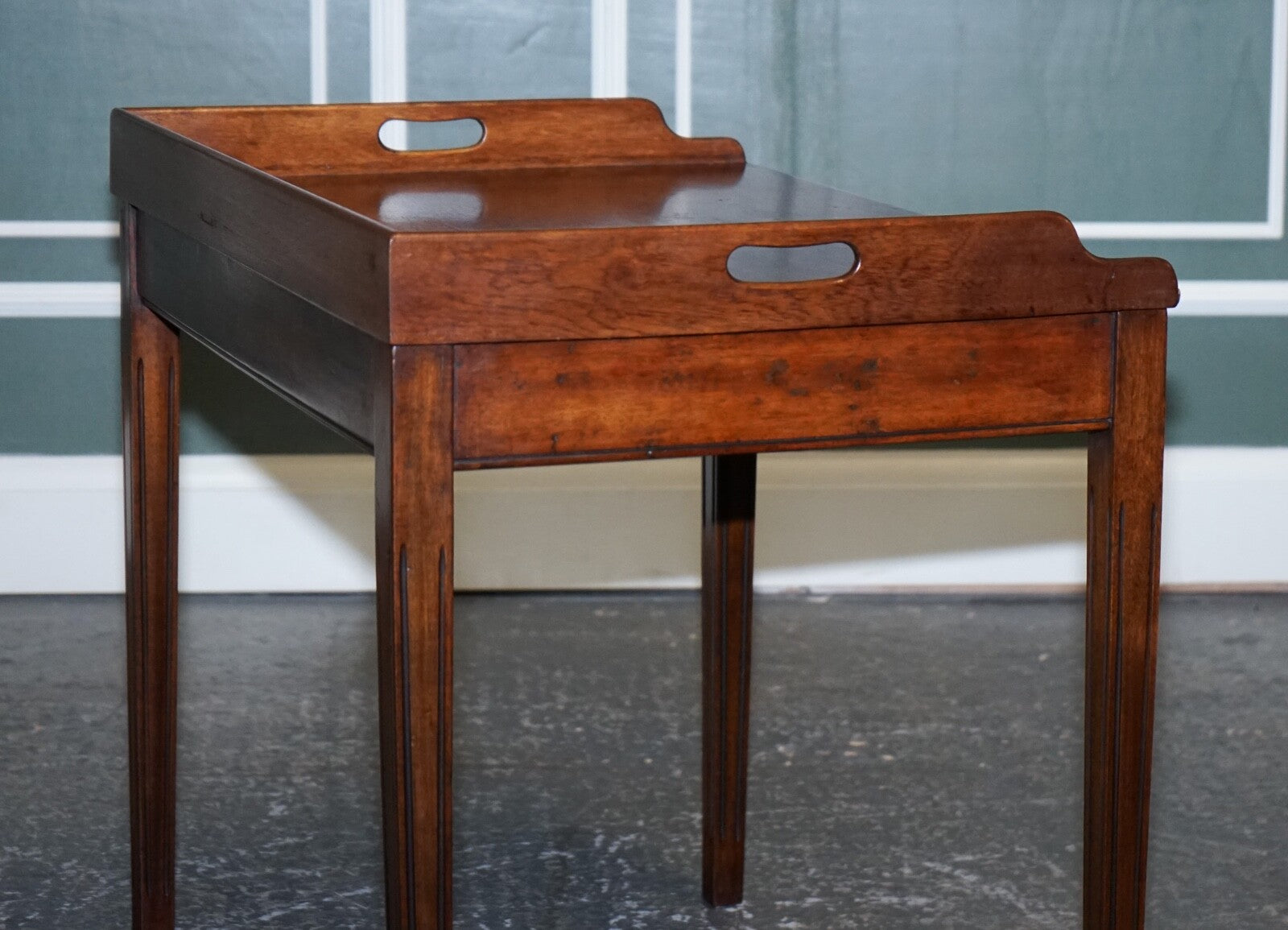 ANTIQUE BUTLERS SERVING TRAY ON STAND MAHOGANY VICTORIAN 19TH CENTURY