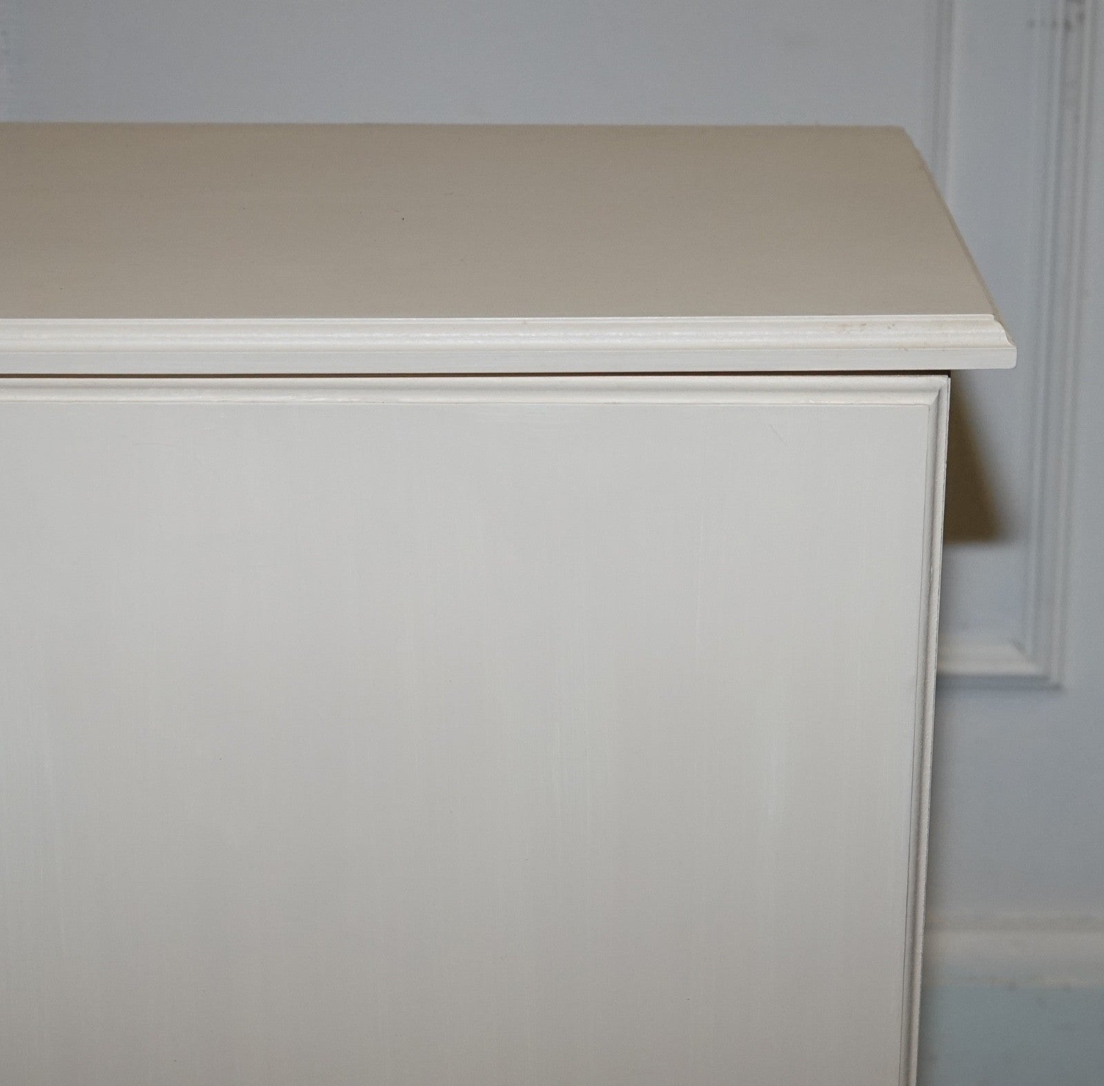 MINIMALIST PAINTED WHITE CUPBOARD WITH BRASS KNOBS MATCHING TABLES AVAILABLE