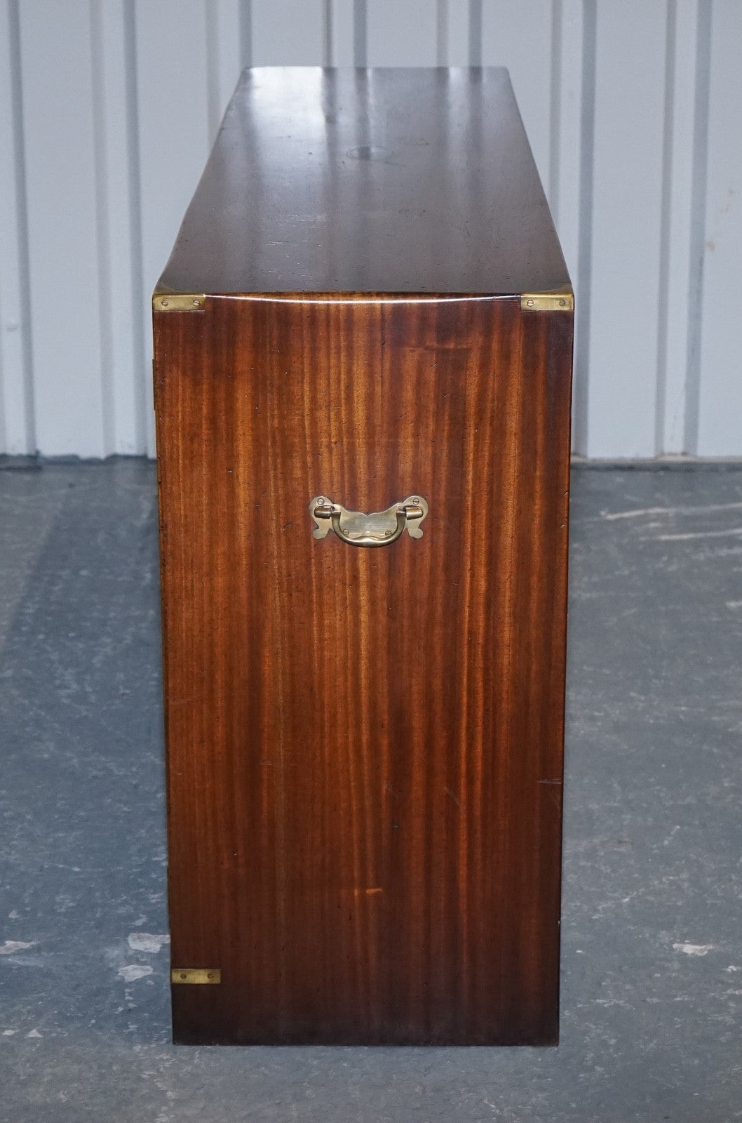 1950'S ENGLISH BEVAN FUNNEL MILITARY CAMPAIGN SIDEBOARD BRASS FITTINGS