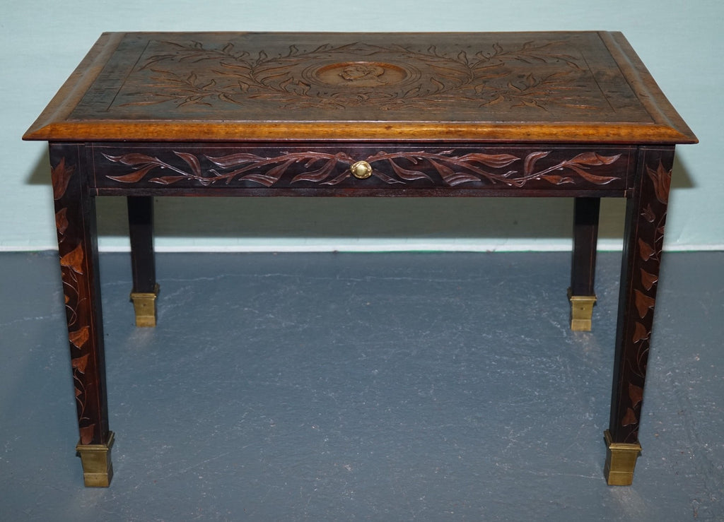 KING ALBERT I OF BELGIUM OCCASIONAL SIDE END COFFEE TABLE CARVED OAK CiRCA 1900