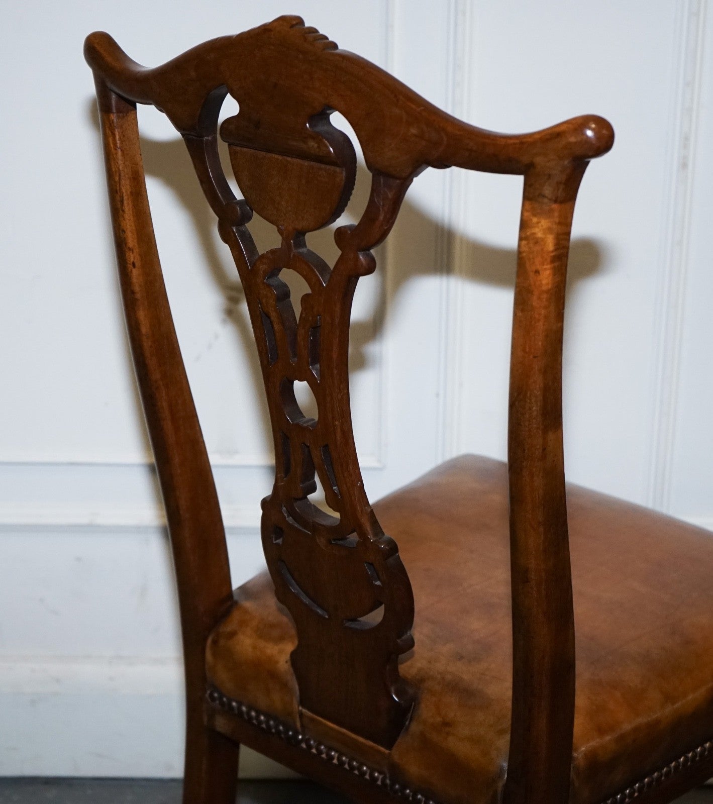 SCOTTISH VICTORIAN SET 12 RESTORED DYED LEATHER DINING CHAIRS BY JOHN TAYLOR