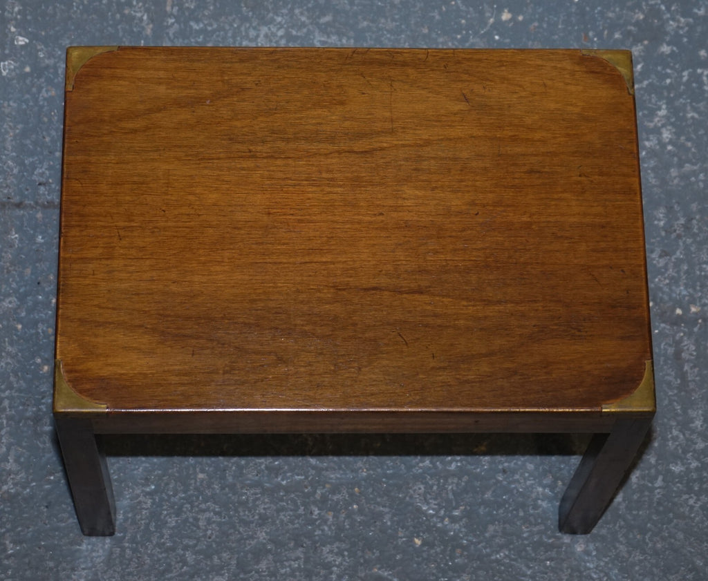 VINTAGE LONDON HARRODS KENNEDY MILITARY CAMPAIGN NEST OF TWO TABLES BRASS DETAIL