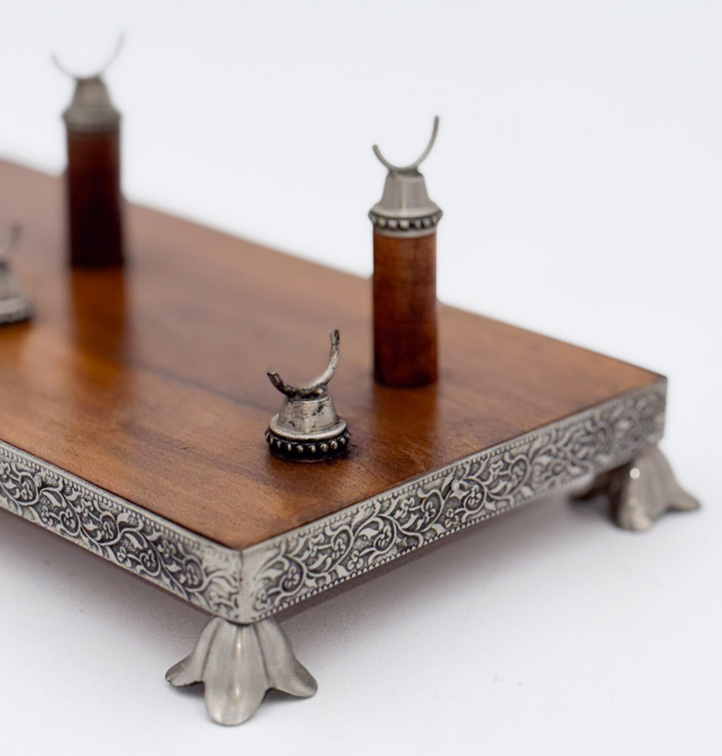 ANTIQUE ENGLISH WALNUT RECEPTION DESK LETTER SET MAGNIFYING GLASS