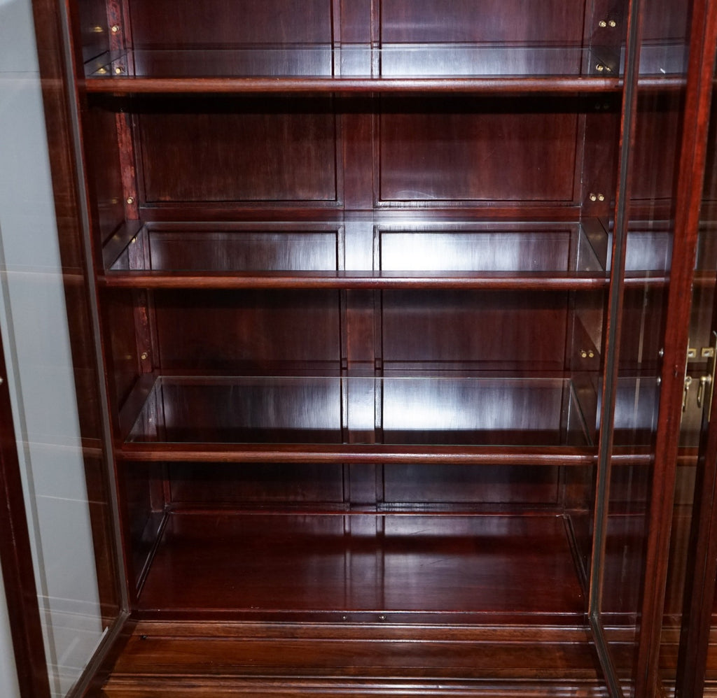 TREMENDOUS ORIENTAL CHINESE TEAK BOOKCASE DISPLAY CABINET WITH SIX DOORS
