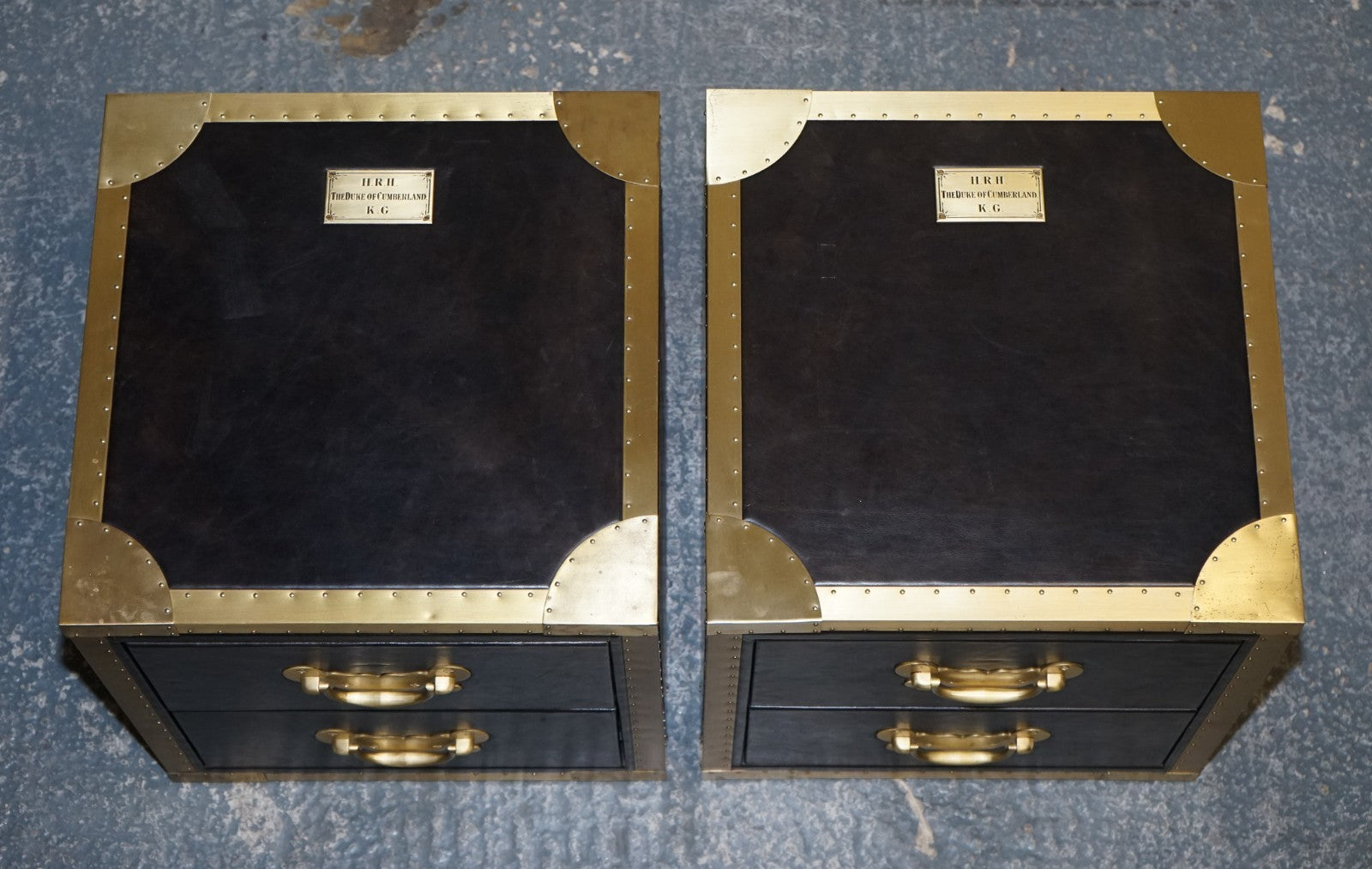 TIMOTHY OULTON CUMBERLAND COLLECTION PAIR BEDSIDE NIGHTSTANDS RED VELVET LINING